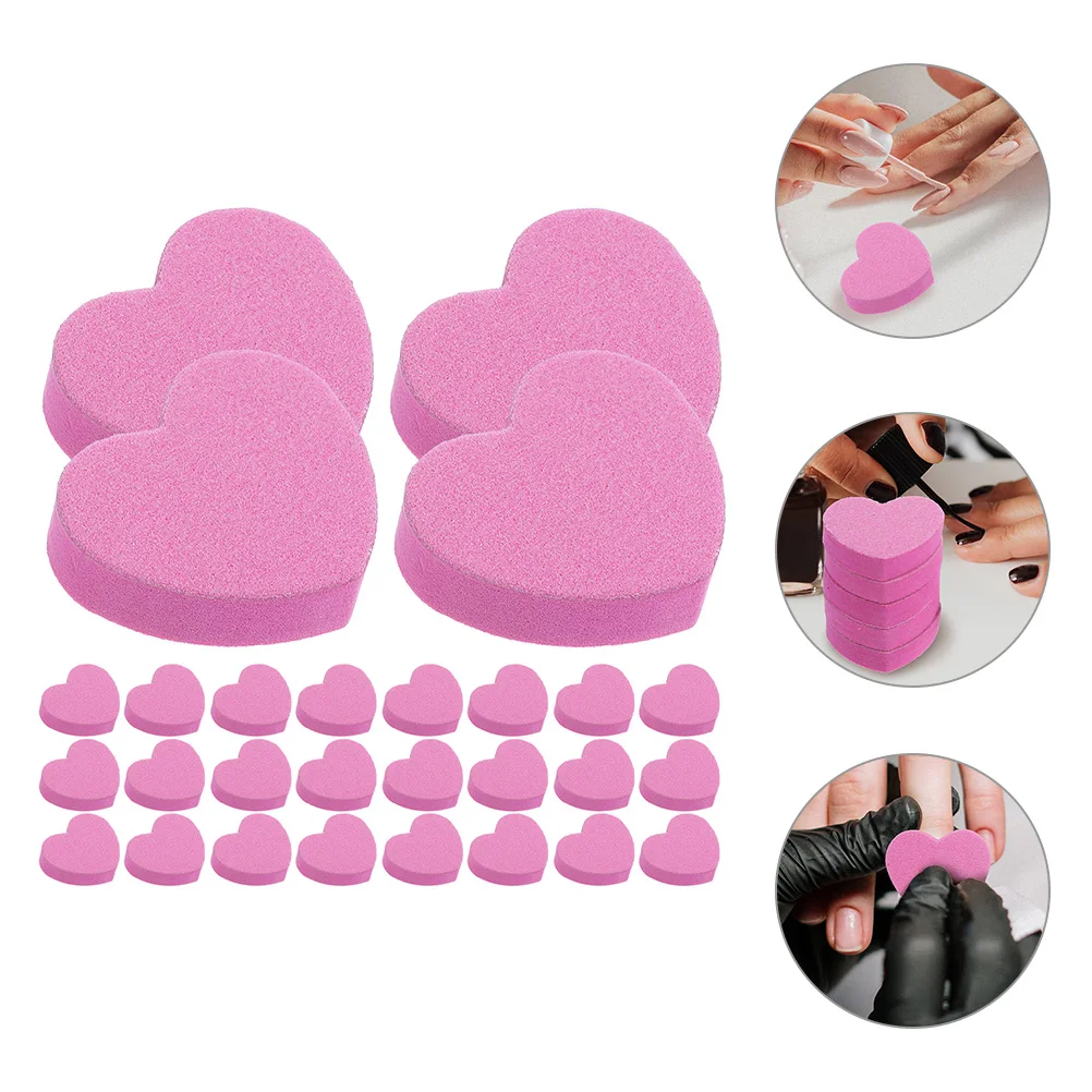 

100pcs Nail File Tools Heart Shaped Foam Polisher Dual Side Sanding Block Compact Manicure Fingernail Toenail