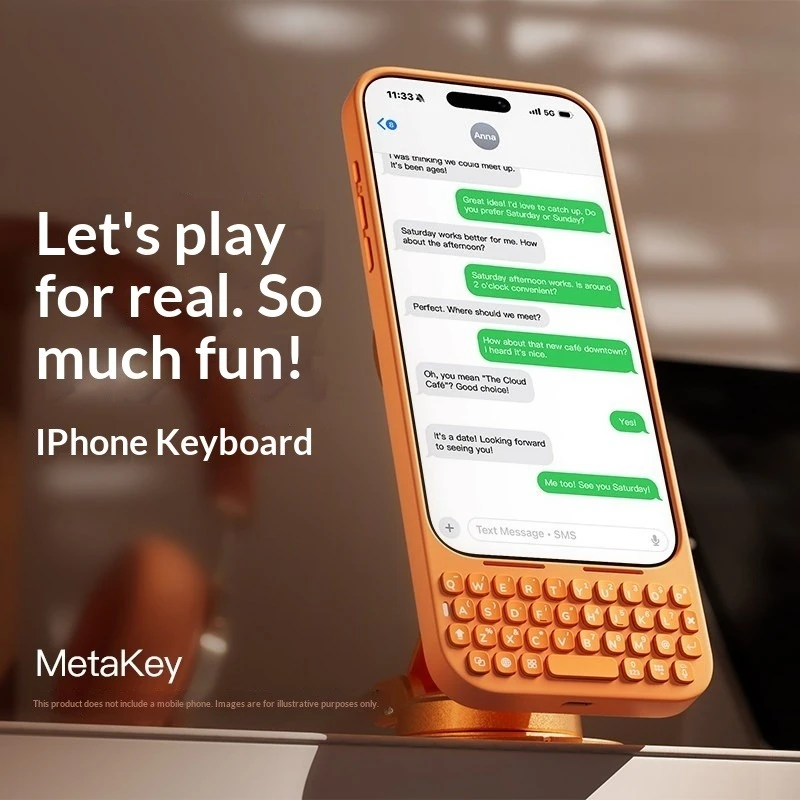 MetaKey Magnetic Keyboard Phone Case For iPhone 16 Pro Max /17 Pro Max Backlit 37‑Key Physical Keyboard MagSafe Protective Cover