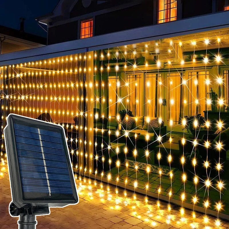 3/6M Solar Fairy Curtain String Light Garden Decor Room Decoration Christmas Tree Ornaments Wedding LED Outdoor Holiday Light