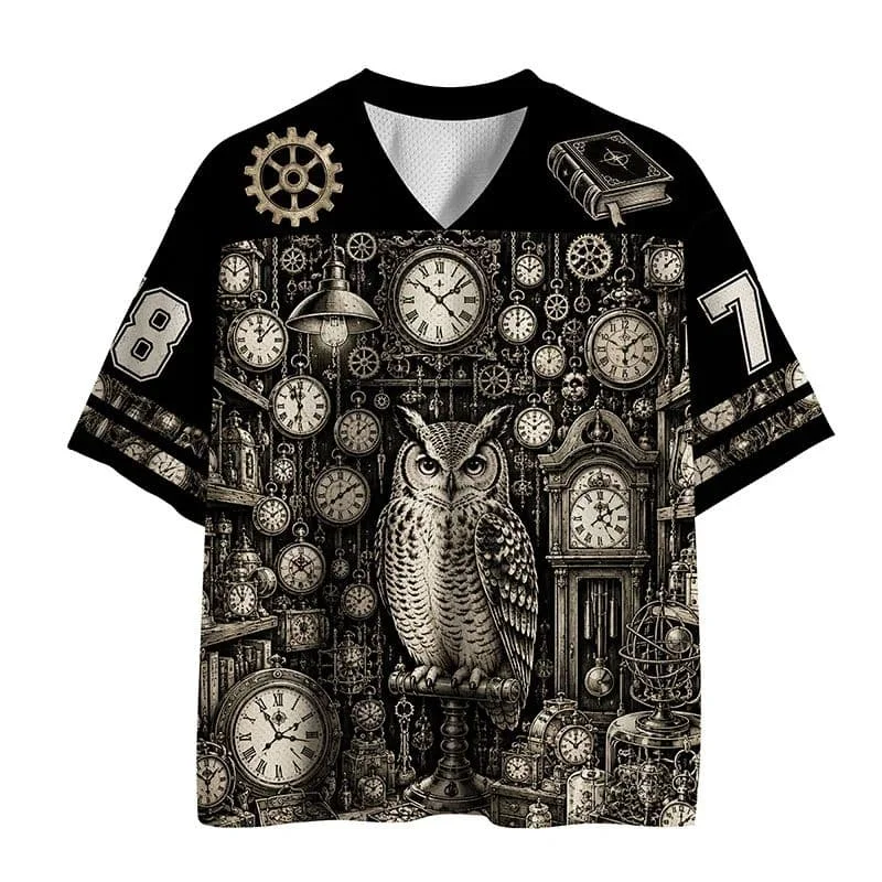 2026 Popular V-neck Mesh T-shirt with Fun Printed Short Sleeved T-shirt, Retro Streetwear, Loose Oversized Sports Mesh T-shirt