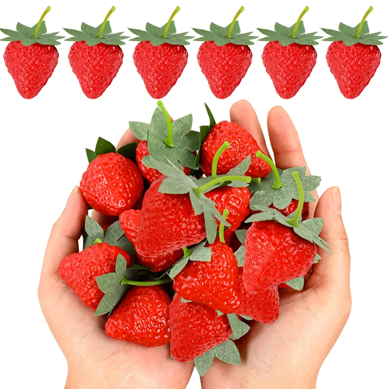 10/20 Stück künstliche Erdbeeren für Haus, Garten, Küche, Tischdekoration, Kunststoff, gefälschte Früchte, Weihnachtsfeier, Fotografie-Requisiten