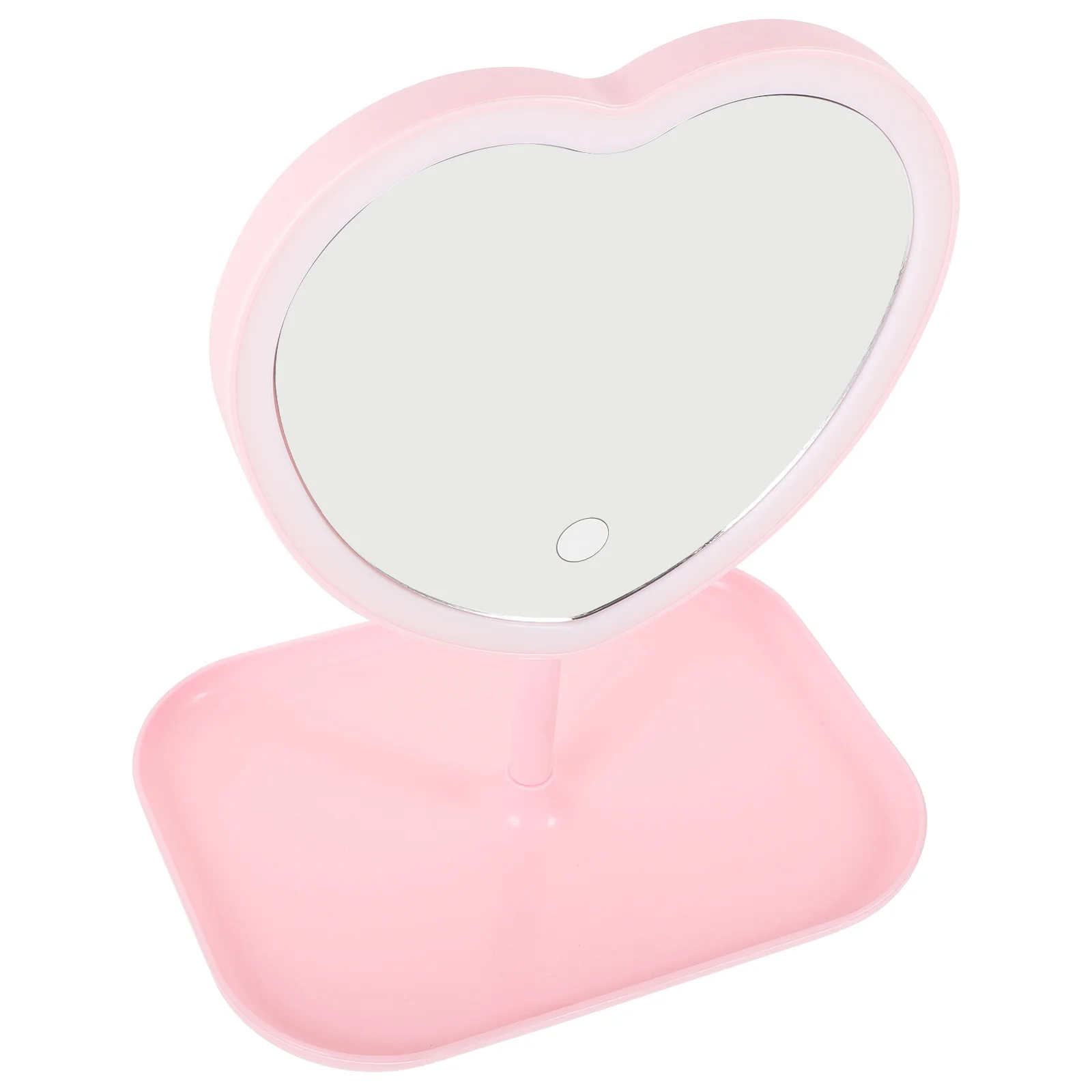 Desktop Love Mirror Beauty Makeup USB Rechargeable LED Light (love Pink) Home Table It Can Move Heart-shaped