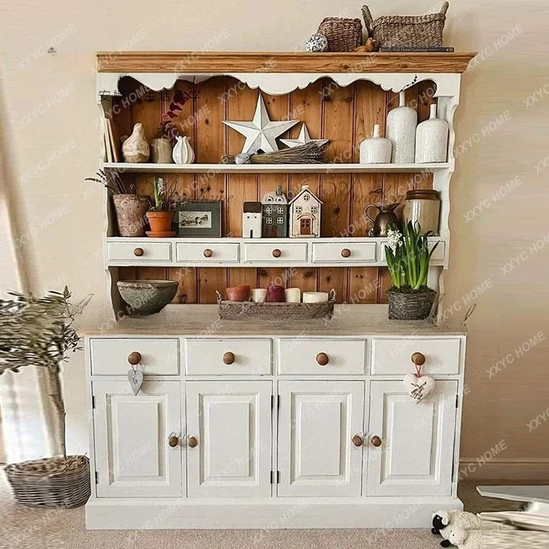 Contrast Color Distressed Bookcase Living Room Simple Atmosphere Storage Cabinet Large Capacity Cabinet
