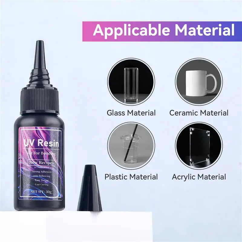 20/30/50g UV Resin Glue Quick-Drying Resin Glue Transparent Fast Curing For Bonding Glass Metal Wood DIY Epoxy Jewelry Making