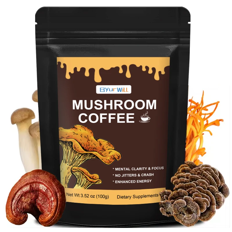 Natural Mushroom Coffee with Lion's Mane & Turkey Tail for Better Energy, Focus, Digestion, Immunity