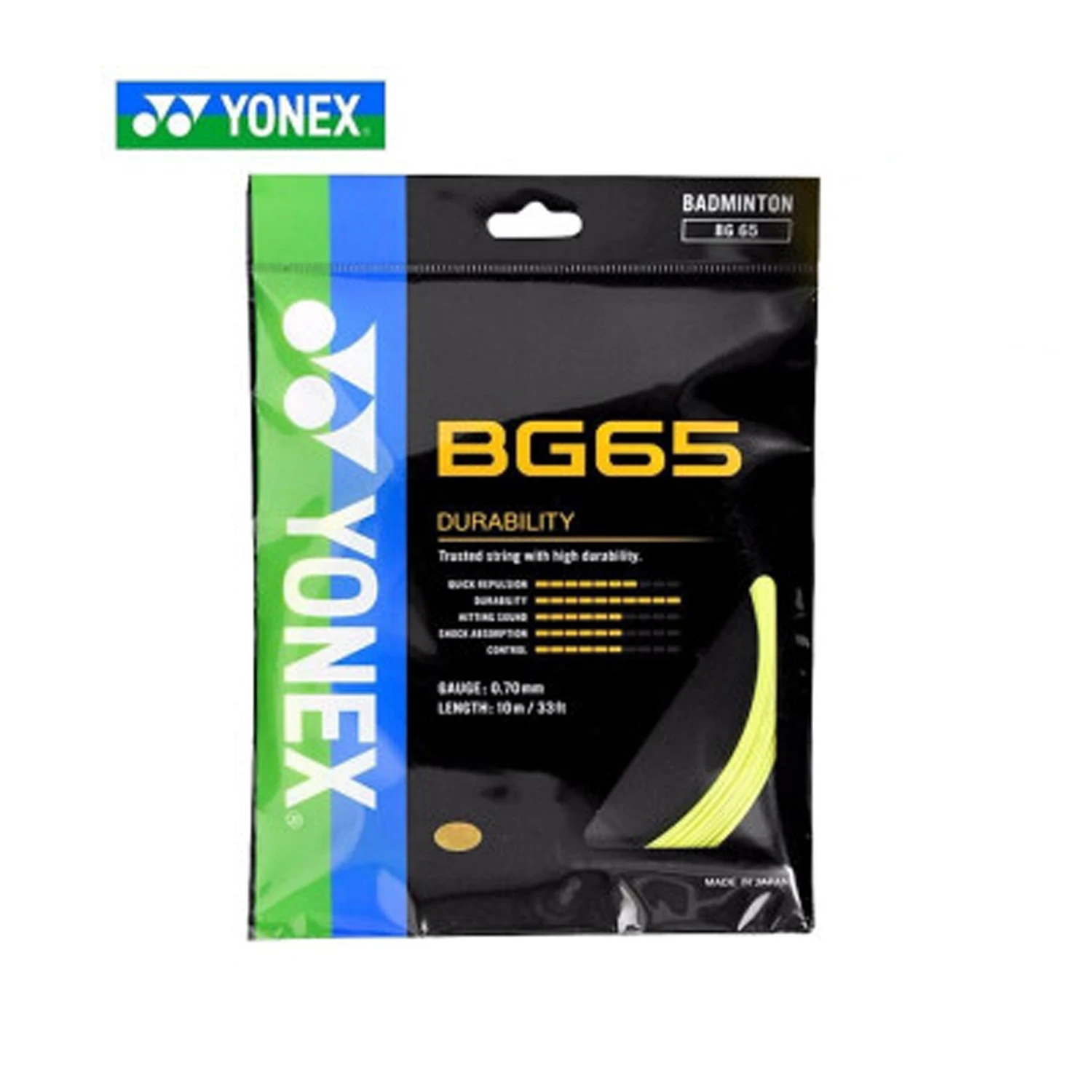 Yonex-Corde de raquette de badminton durable, BG65, 0.7mm