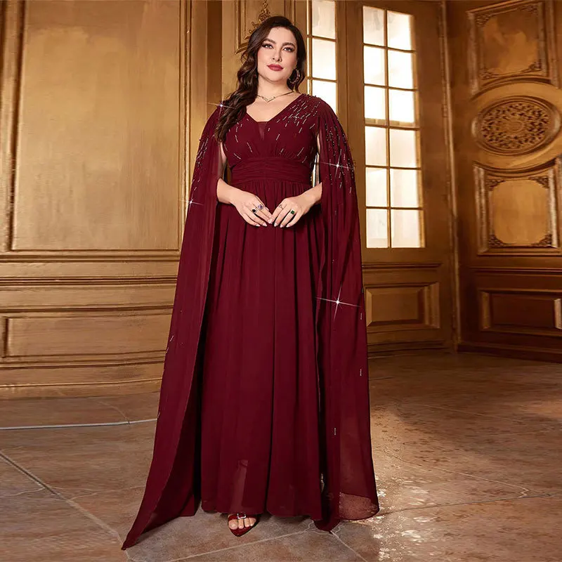 

KYP832 Вечернее платье большого размера с шифоновыми шифонами для женщин Faion High End Retro Par Dr с Embellied