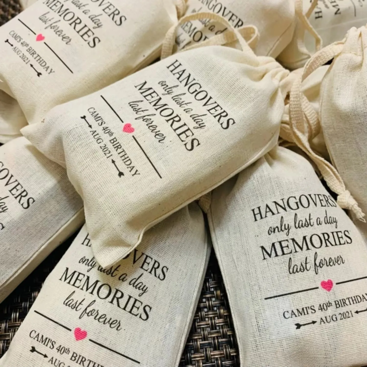 24pcs Wedding Hangover Kit Bags For Guests Cotton Bridal Favors Recovery Bags Christmas Party Gift Storage Pouches - view 4