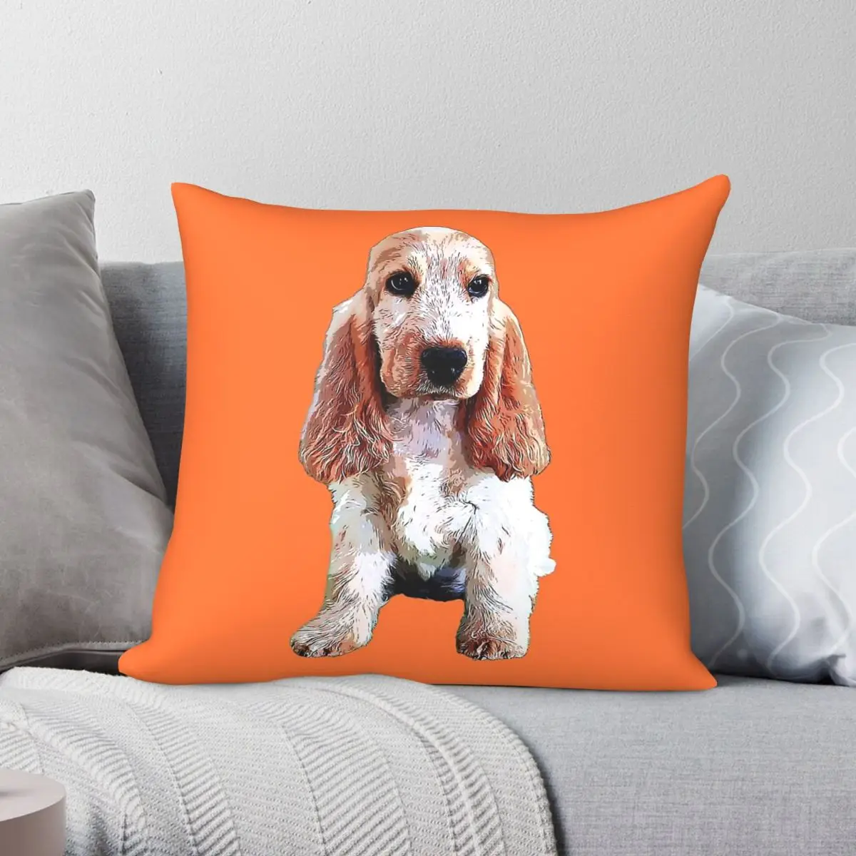 Cocker Spaniel Orange Roan Square Pillowcase Polyester Linen Velvet Printed Zip Decor Pillow Case Car Cushion Cover Wholesale