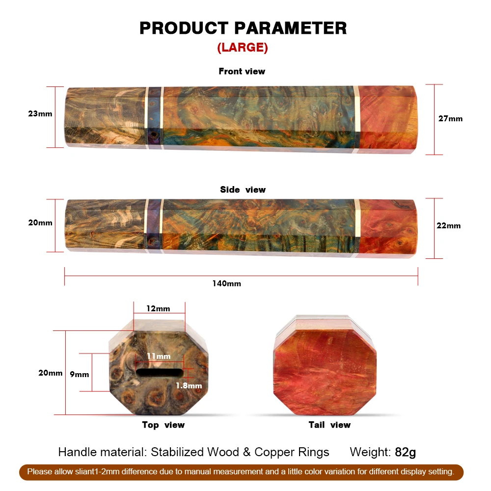 Japanese Octagonal Stabilized Wood Handle DIY Knife Making Accessories Chef Knife Replacement Supplies Factory Custom Handle