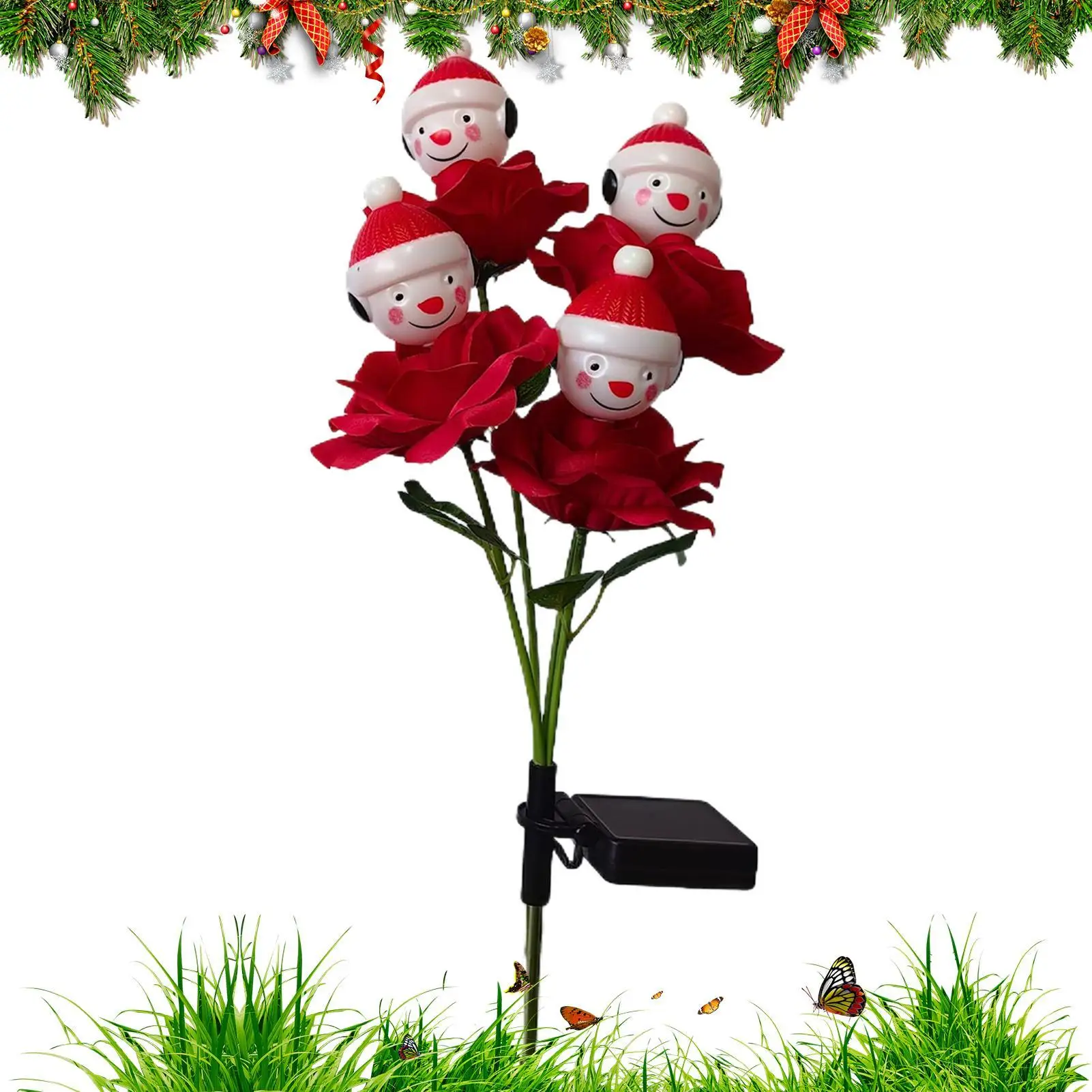 Solar Christmas Lights Outdoor Snowman Holiday Yard Decor Rose Solar Christmas Decorations Outdoor For Yard Patio Porch Lawn