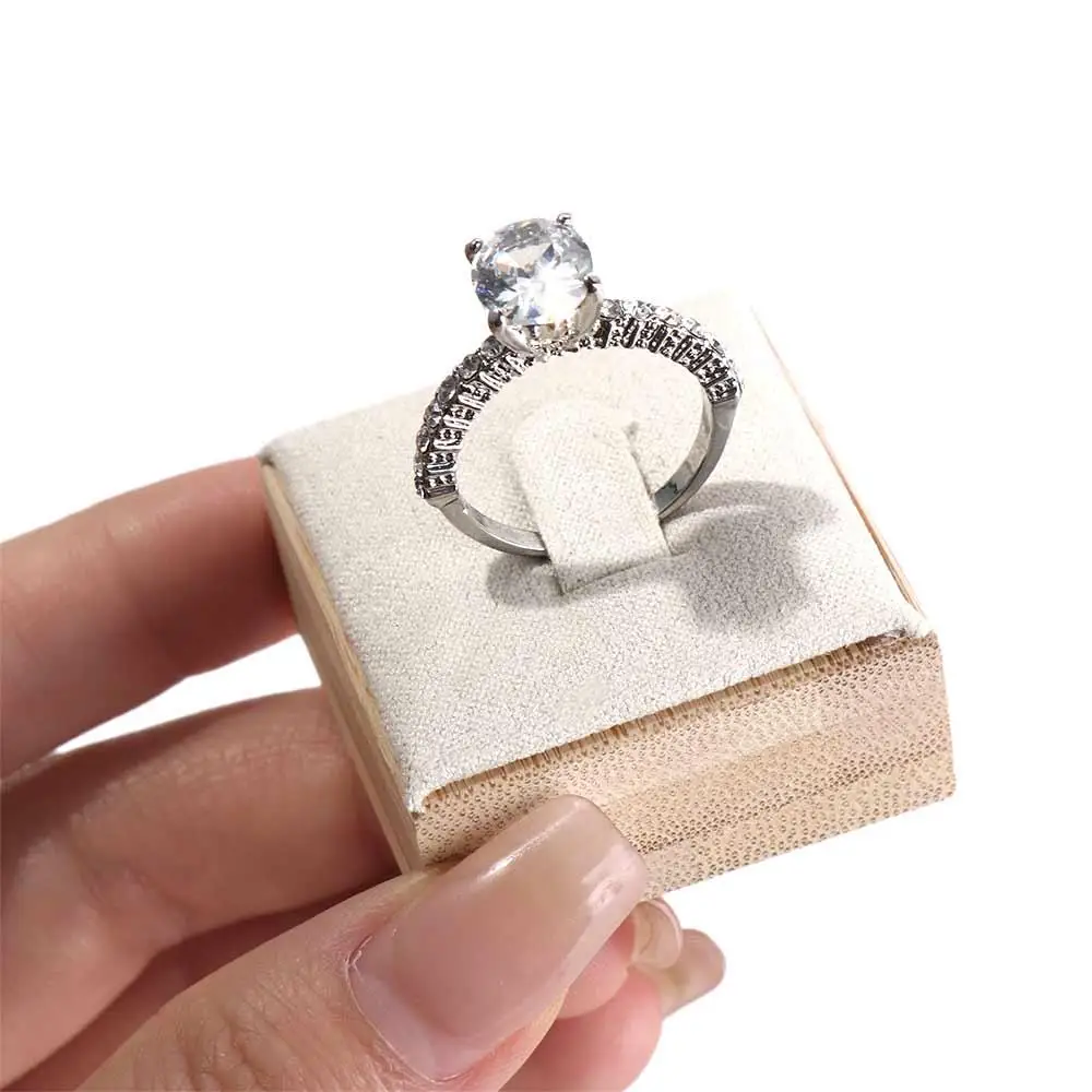 Ring Display Rack Small Solid Color Earrings Rings Organizer Wedding Ring Box Wooden Jewelry Show Props Ring Holder Case