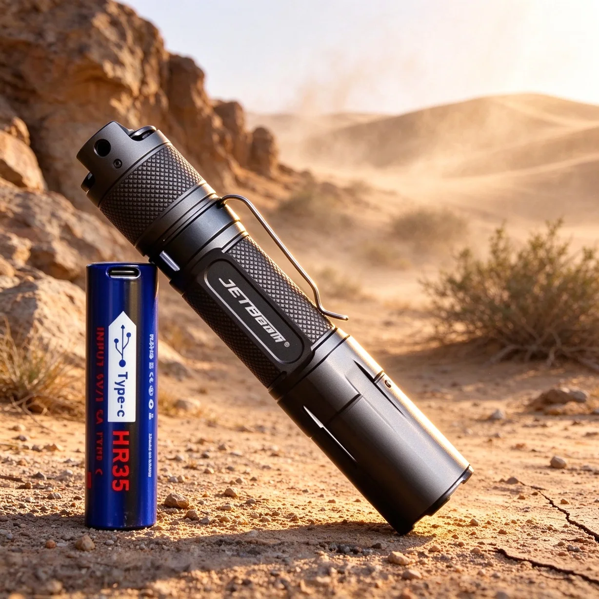 Rechargeable Tactical Flashlight XHP35 HD 2000LM Torch Light with 18650 Battery for Camping Self Defense-Jetbeam TH10R