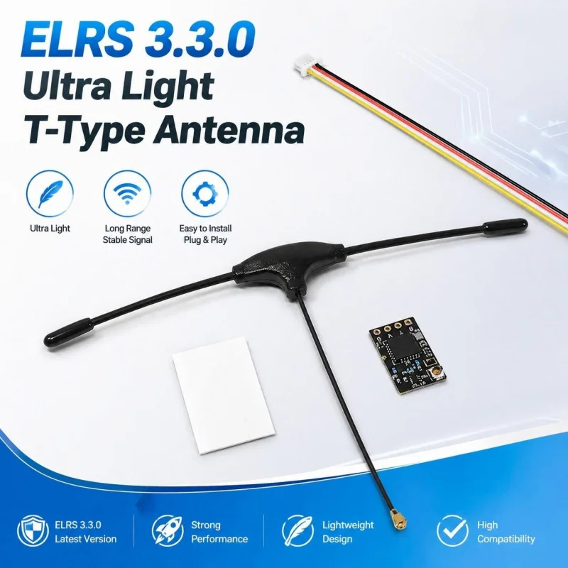 

ELRS 915MHz 2.4G Dual Frequency Tiny RX Module, T Type Aerial Super Lightweight Receiver, Drone Replacement Components for FPV T