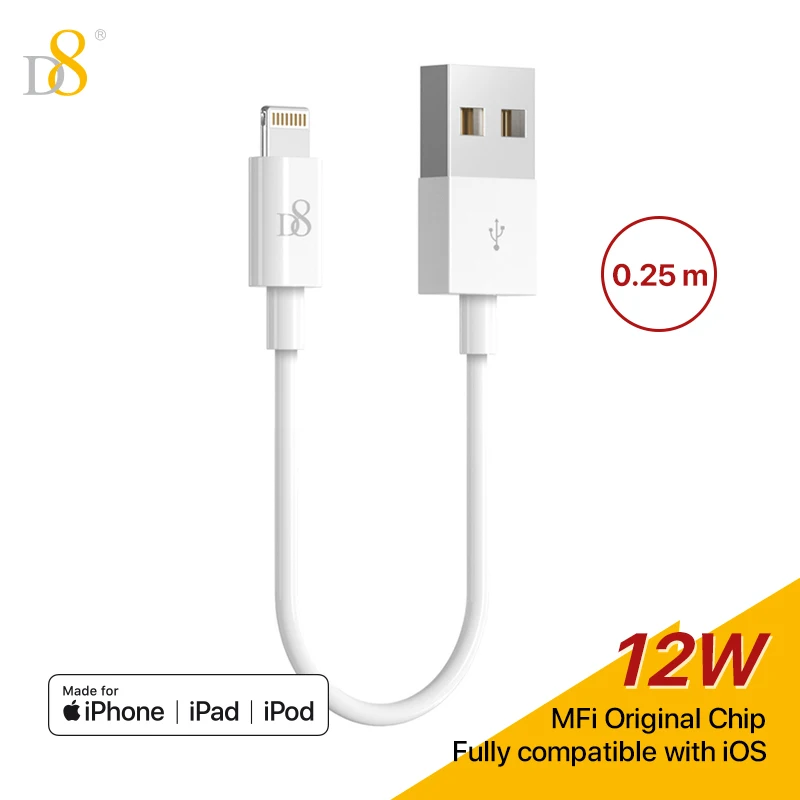 D8 USB A To Lightning Cable 2.4A Fast Charging QC Quick Charge [MFi Certified] Lightning Cable , for iPhone Charger Cord Fast Ch
