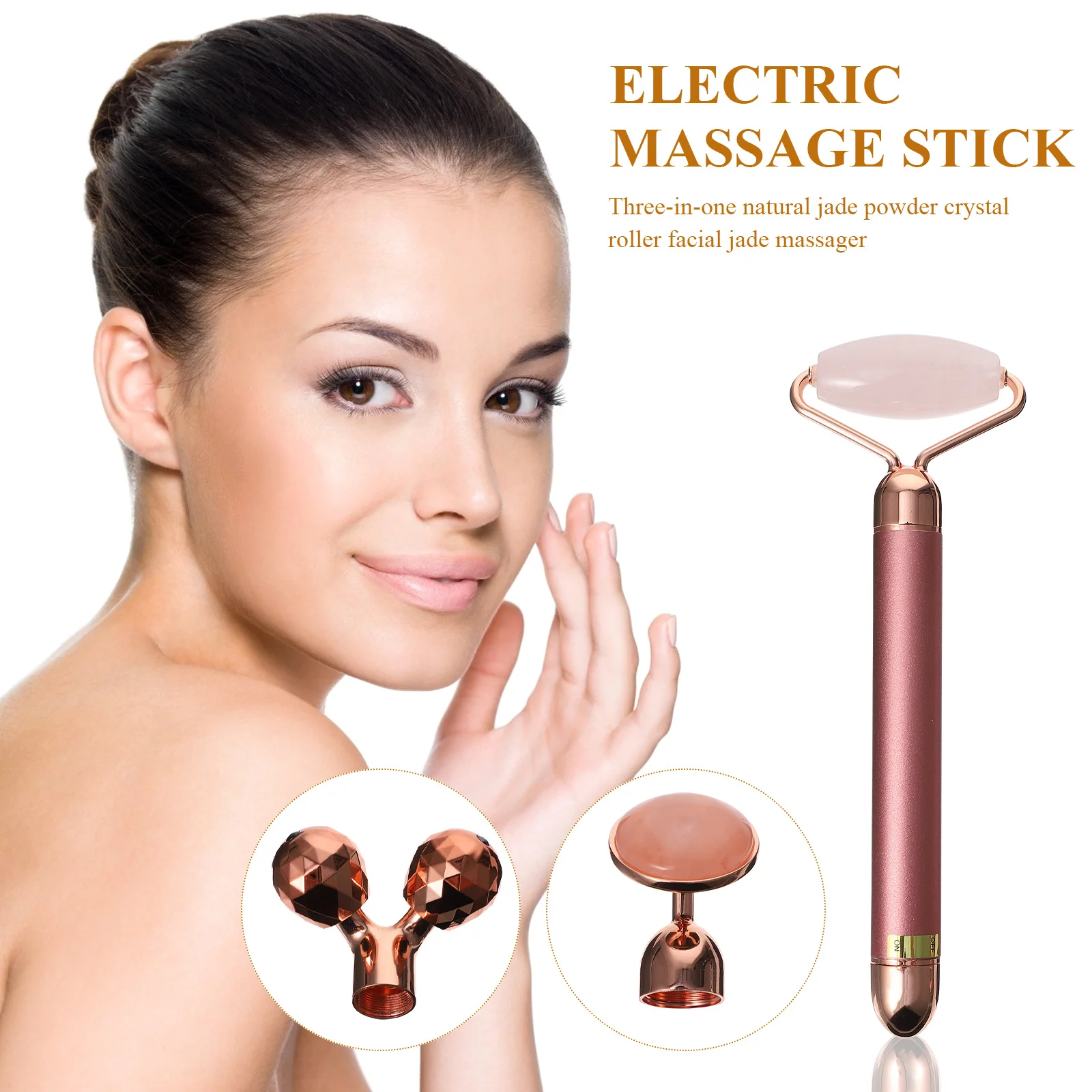 

1 Set 3-In-1 Jade Facial Roller Electric Massager For Anti-Aging Wrinkle Reduction Face Sculpting Tool Facial Massage Supplies