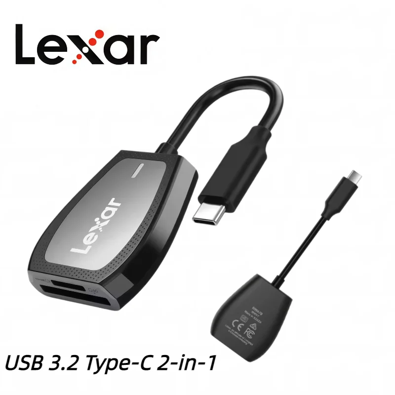 Lexar Professional USB 3.2 Type-C Dual-Slot Reader Supports SD and microSD UHS-II Cards Up To 312MB/s Read for Laptop Desktop