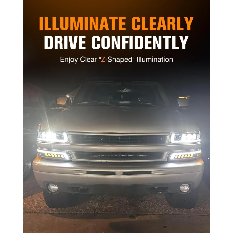 مجموعة المصابيح الأمامية LED للمصابيح الأمامية لاستبدال 19992002 تشيفي سيلفرادو 20002006 الضواحي 0006 تاهو إشارة الانعطاف المتتابعة #4
