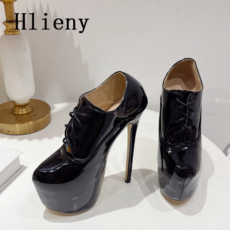 Hlieny Spring Autumn Platform Pumps Thin High Heels Sexy Solid Round Toe Cross-tied 16CM Women Stripper Pole Dance Shoes Sandals