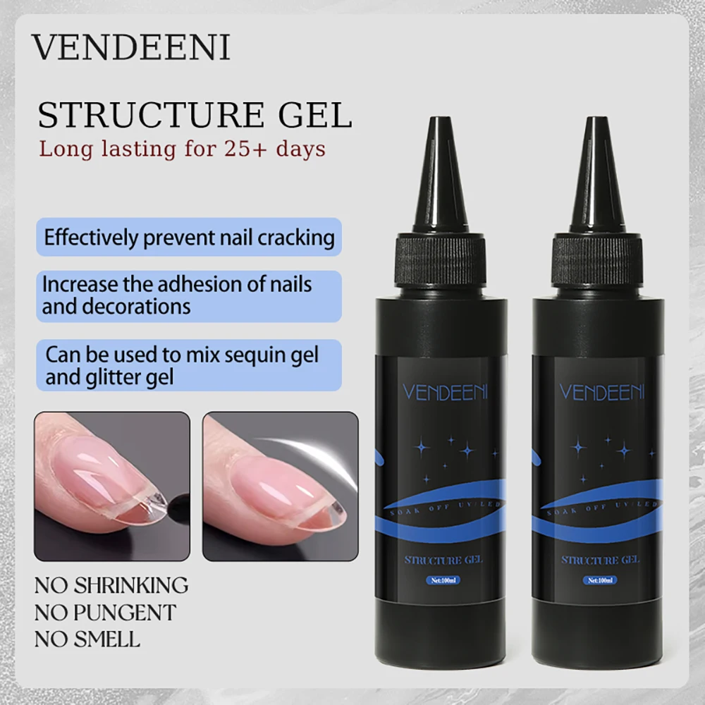 Vendeeni 100 مللي سعة كبيرة معطف قاعدة علوي جل كروم بناء تمديد جل وظيفي أسود أبيض هلام طلاء الأظافر بولي يوريثان/هيما مجاني