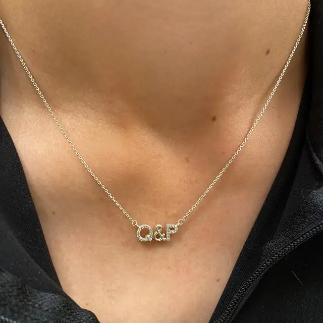 

Custom Crystal Embellished Initial Necklace Personalized 18K Gold Plated Jewelry Symbol Accented Letter Pendant Themed Necklaces