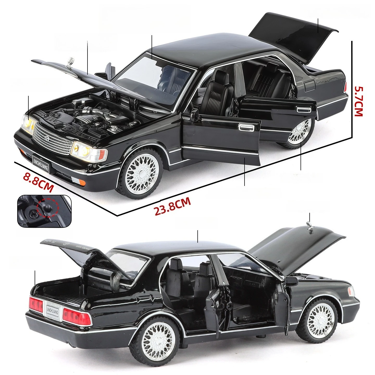 1:32 Toyota Crown Royal vehículo clásico aleación Diecast modelo coche de juguete para niños vehículo en miniatura colección pasatiempos vacaciones