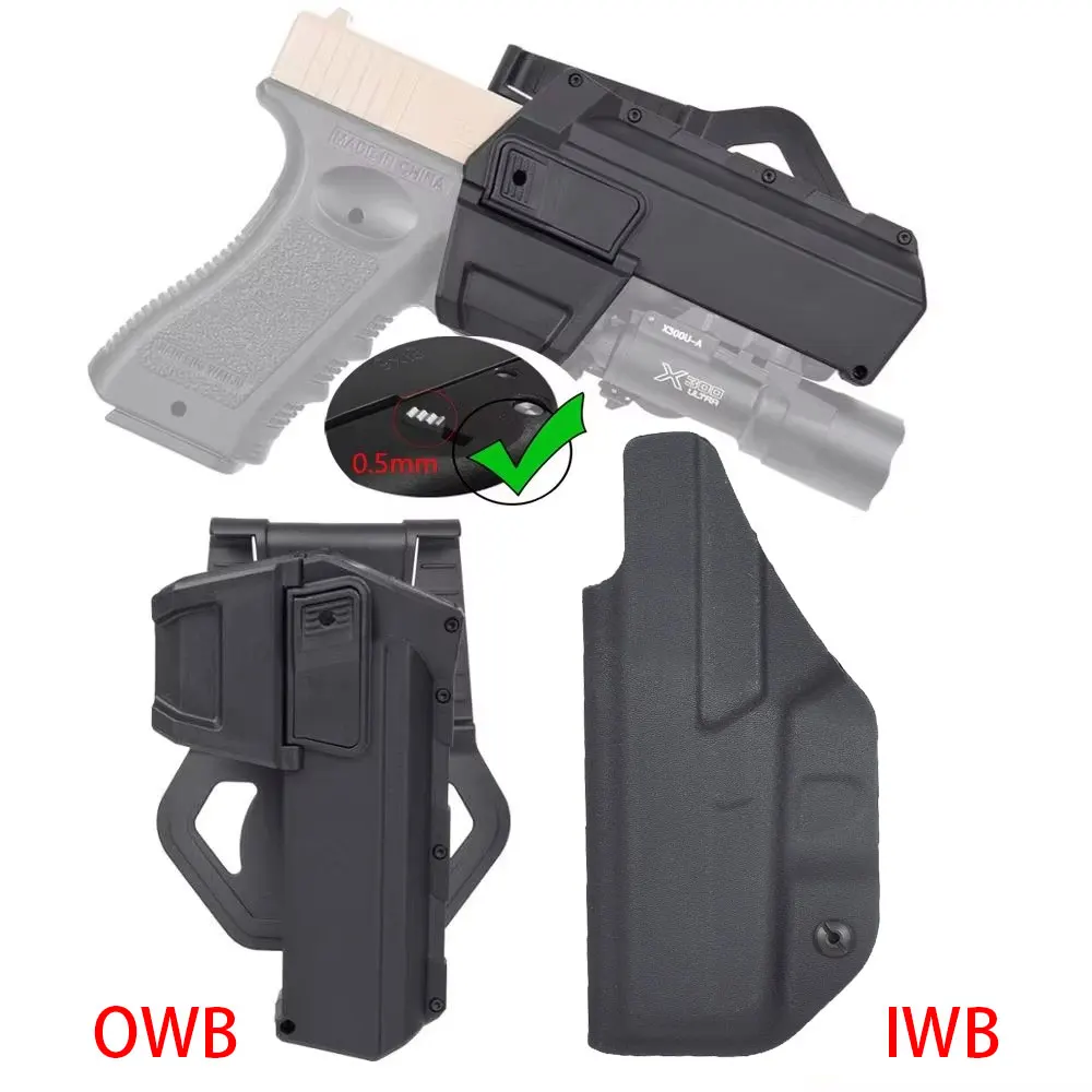 

Тактические кобуры OWB/IWB для Glock 17, 19, 1911, P320 с фонарем X300/X400, для страйкбола, Colt, Glock 43, G2C, M1911