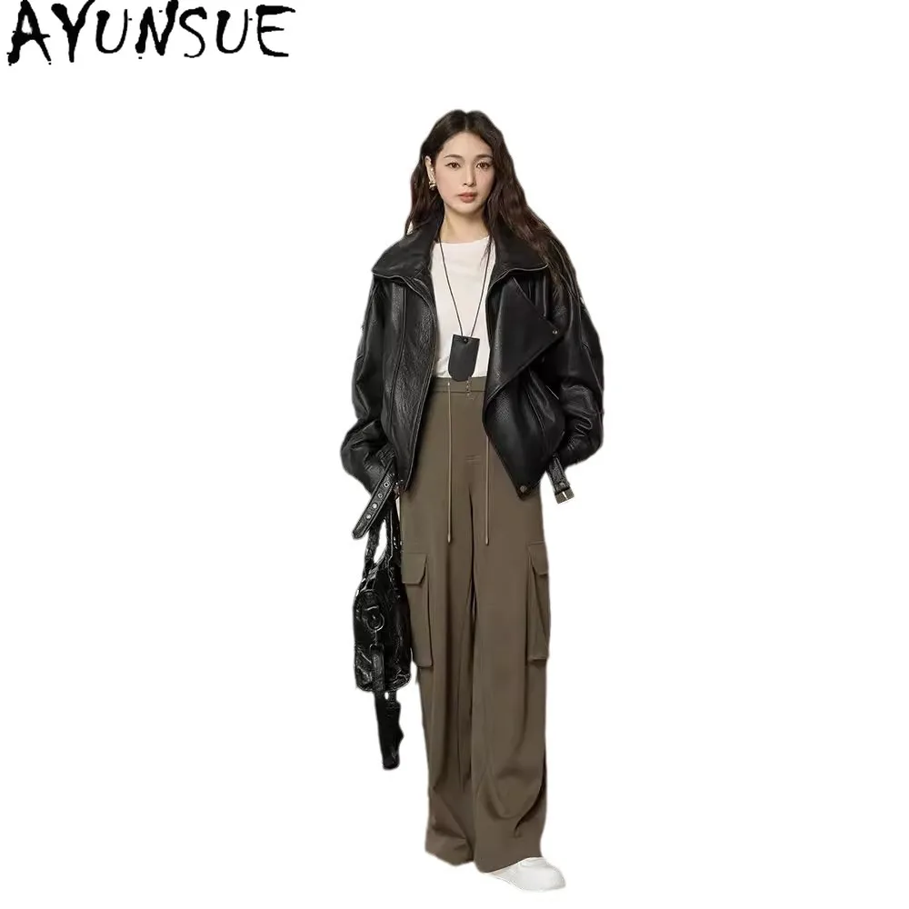 AYUNSUE Echt Leren Jas voor Vrouwen 2025, Lente Herfst Kleding Echte Schapenvacht Damesjassen Koreaanse Mode Jaqueta De Couro