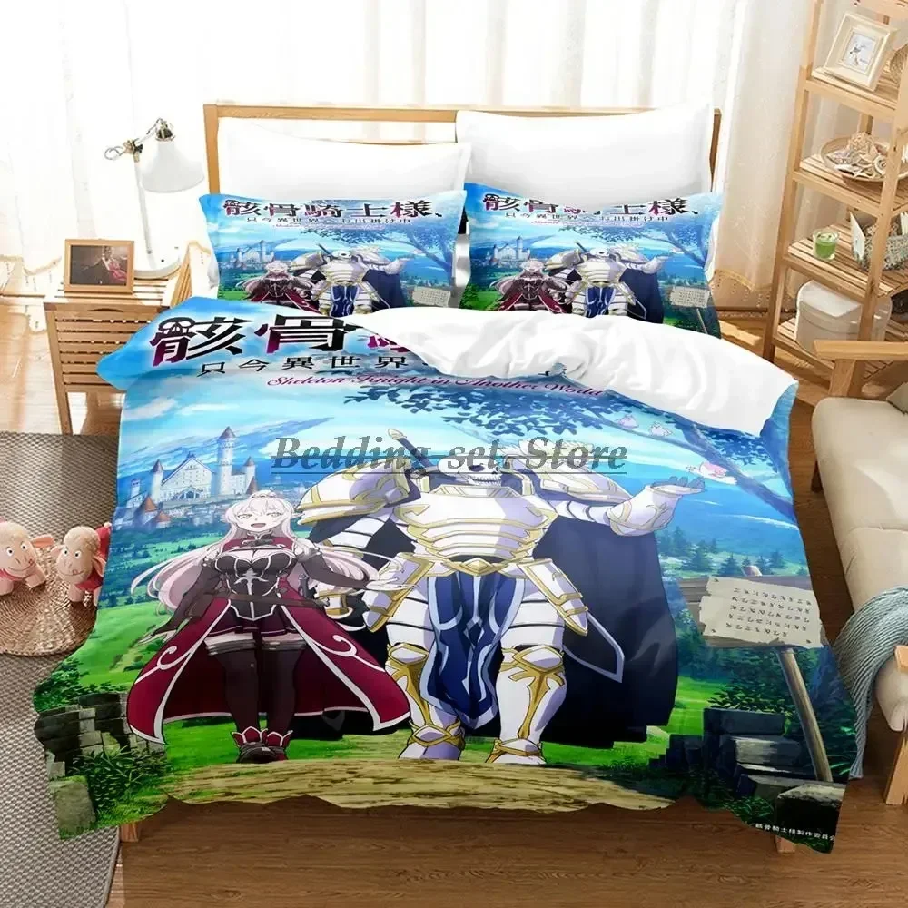 2023 Skeleton Knight Bedding Set Single Twin Full Queen King Size Bed Set Aldult Kid Bedroom Duvetcover Sets Anime Bed Sheet Set
