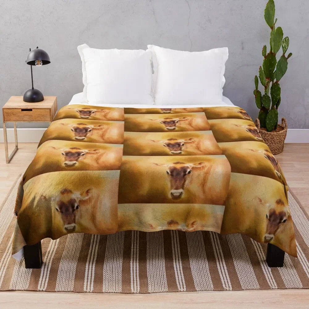 

Jersey Cow Farm Art Throw Blanket Decorative Sofa Flannels Furry Blankets