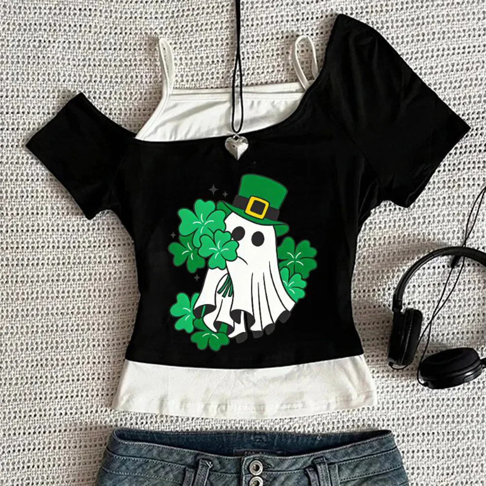 St Patrick’s Day crop top ladies grunge scene  party harajuku meme shirt streetwear vintage korean fashion dollette
