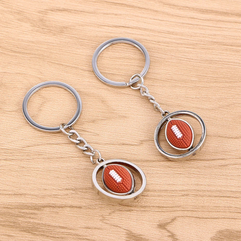

4pcs Rugby-Shaped Metal Key Chain Rotating Ball Theme Keyring For Golfers Creative Gift Exquisite Key Decoration Team Sports