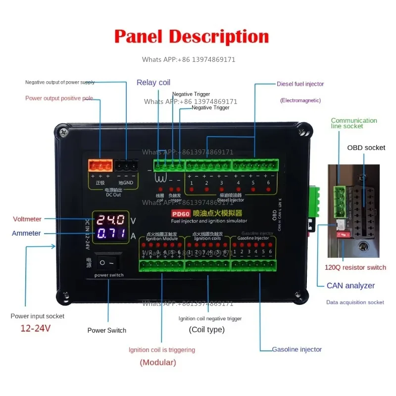 PD60 Fuel Injection Ignition Simulator Vehicle Computer Inspection Tester For Ignition Coil Of Diesel Fuel Injector
