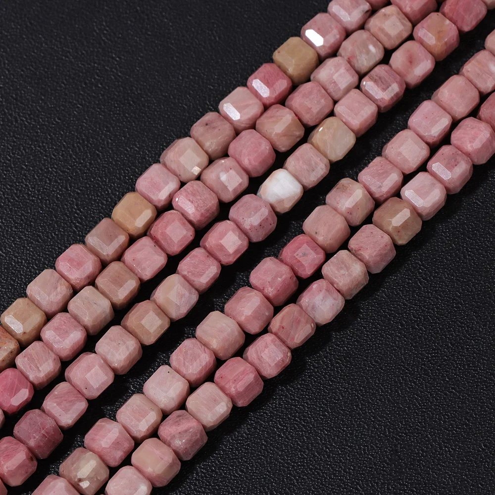 Natural Rhodochrosite Square Stone Beads 5mm Cube Stone Gems Beads For Making Jewelry Bracelet DIY Necklace Accessories Charm image 2