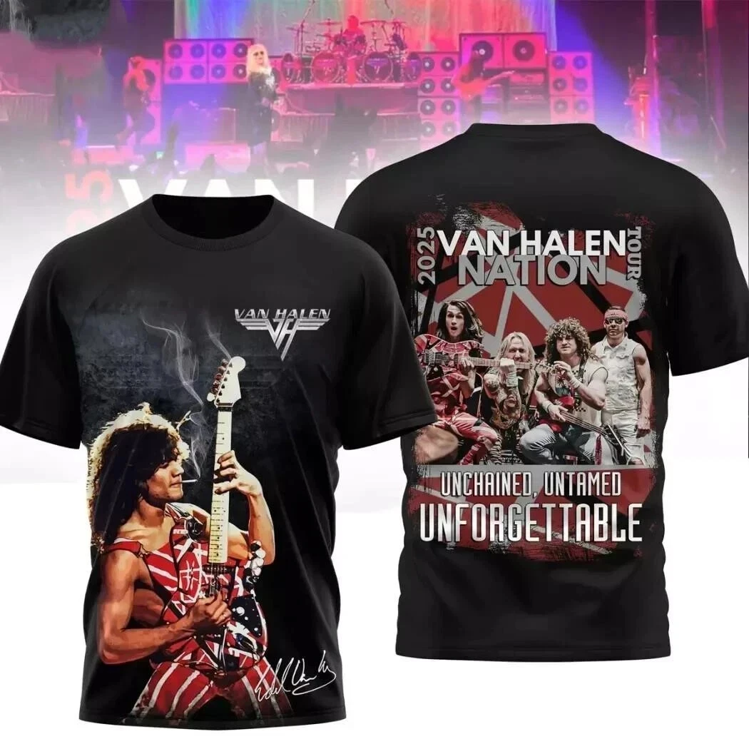 Klassisches Van Halen Rock T-Shirt 3D-Druck Unisex Streetwear Mode Herren Damen Hip-Hop Trend T-Shirt Sommer Übergroße Herrenbekleidung – Detail 10