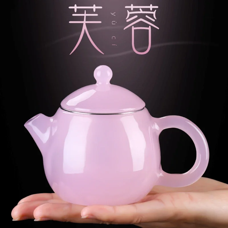Furong Jade Porcelain Teapot  Small Dragon Egg Pot Single Brewing Teapot Stainless Steel Tea Filter Tea Pot for Green Tea