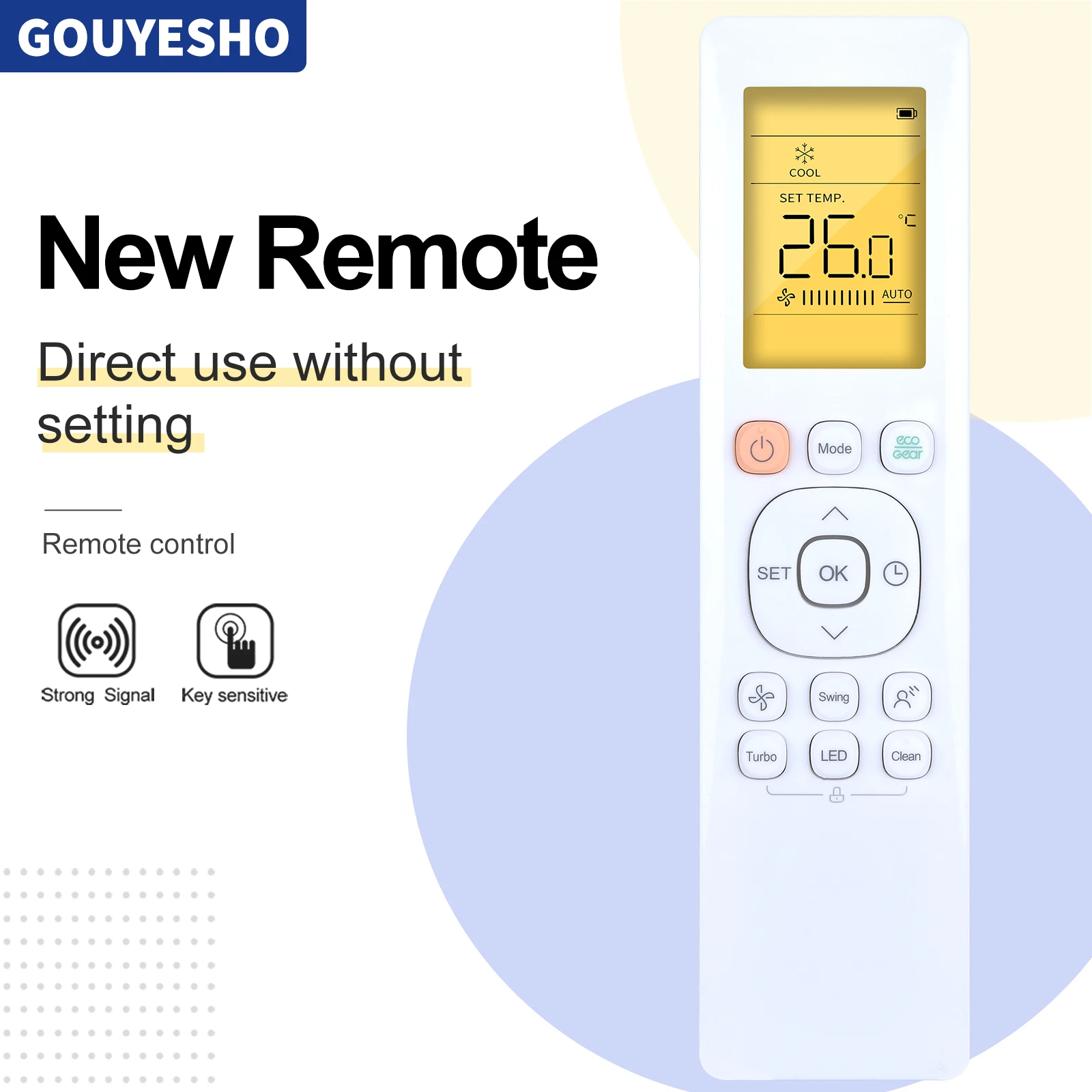 New RG10A(D2S)/BGEF Remote Control For Midea Air Conditioner With backlight