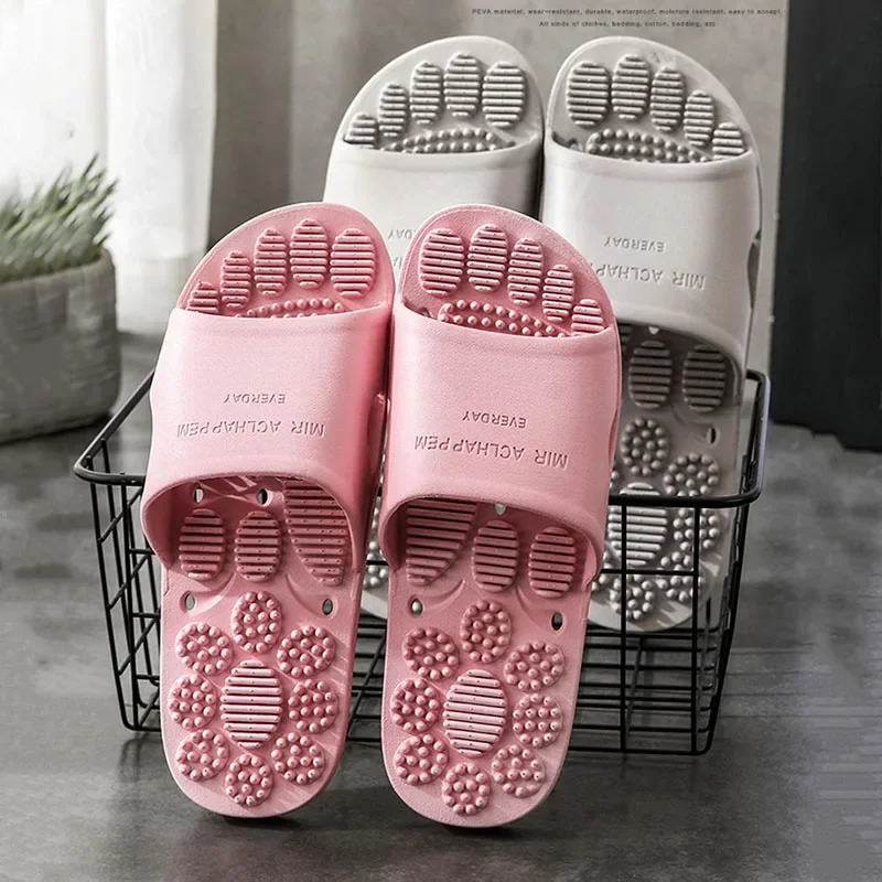 

Home Slippers Foot Massage Women Summer Sandals House Bathroom Slipper Non-slip Soft Sole Men Indoor Hotel Couples Shoes