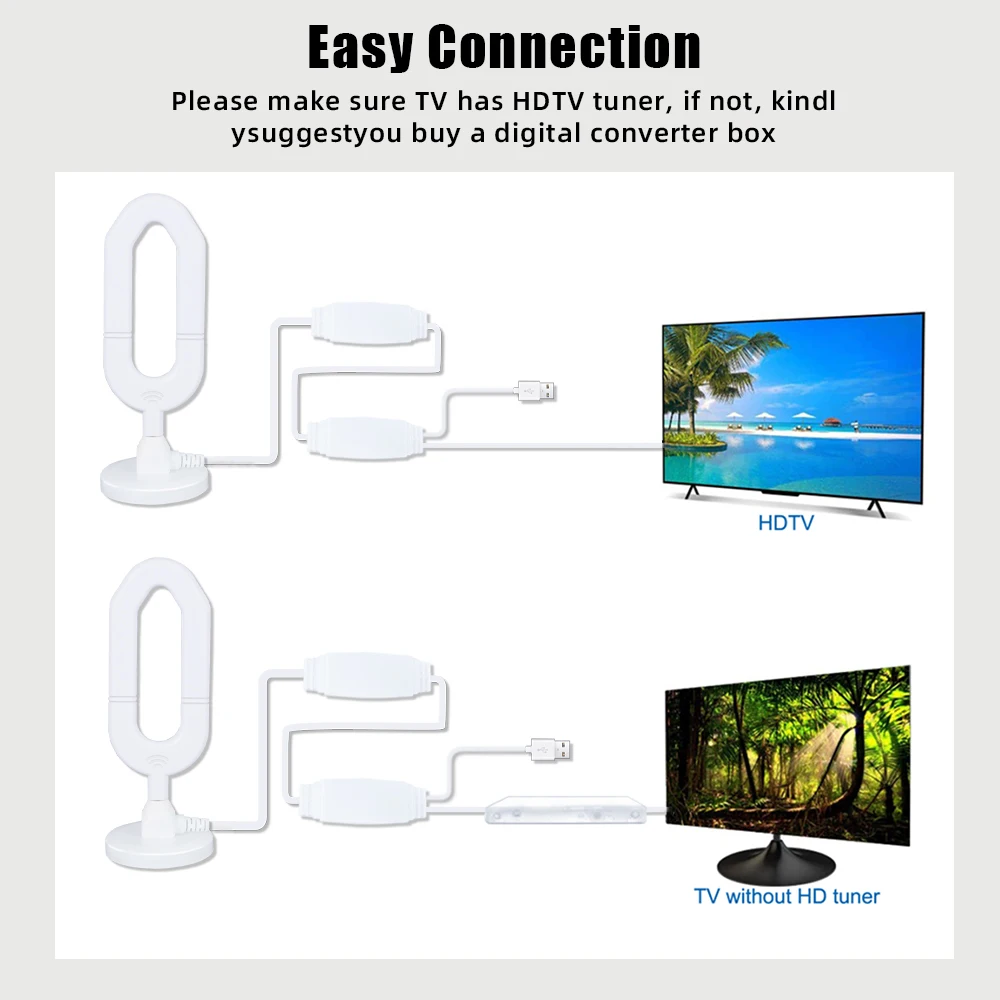 Antena de Tv de alta ganancia, antena interior de 10Dbi, señal aérea fuerte para Dvb-T, Uhf, Hdtv, antena de Tv Digital Freeview