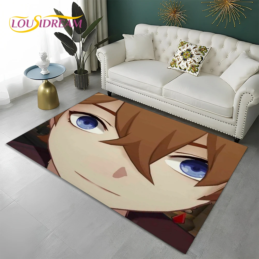 Cartoon Game Genshin Impact Gamer Carpet Rug for Home Living Room Bedroom Sofa Doormat Decor,Child Area Rug Non-slip Floor Mat