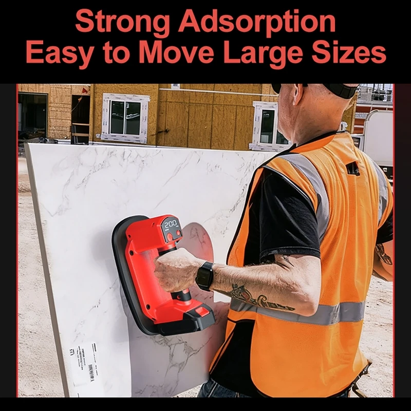 Ventouse électrique sous vide numérique LED, charge 200KG, forte aspiration, manipulation robuste, tasse de carrelage, grande pompe à main, aspiration sous vide