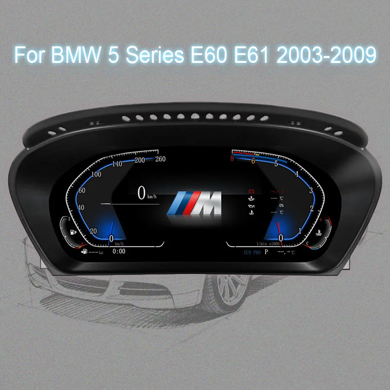 

Digital Instrument Cluster for BMW 5 Series E60 E61 2003-2009 Speedometer,Dashboard,12.3’’ HD screen anti-glare