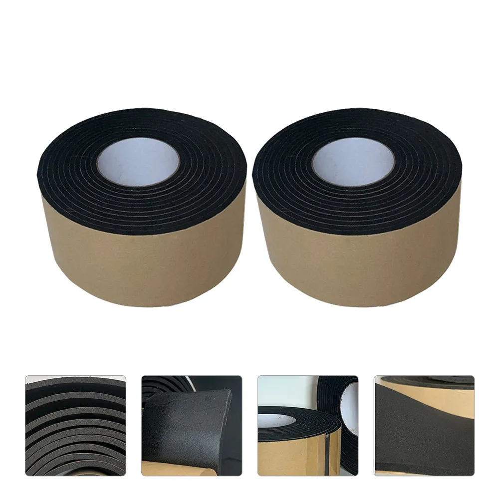 2 Rolls Shockproof Eva Sponge Tape Black Door Insulation Sealing Strip Soundproofing Weather Strip Gasket Tape Buffering Noise