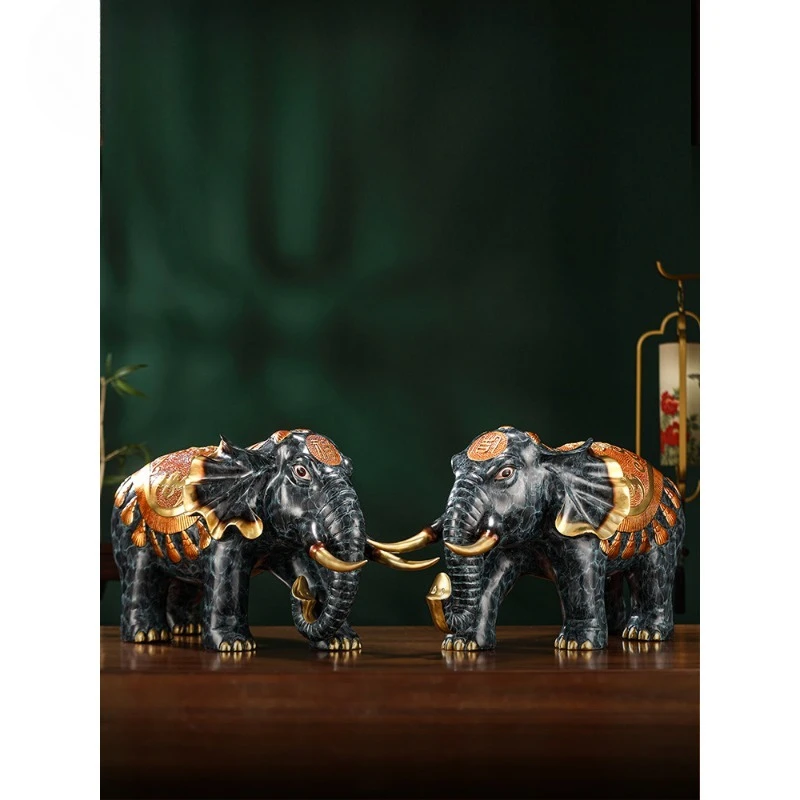 Brass rich elephant ornament home living room entrance