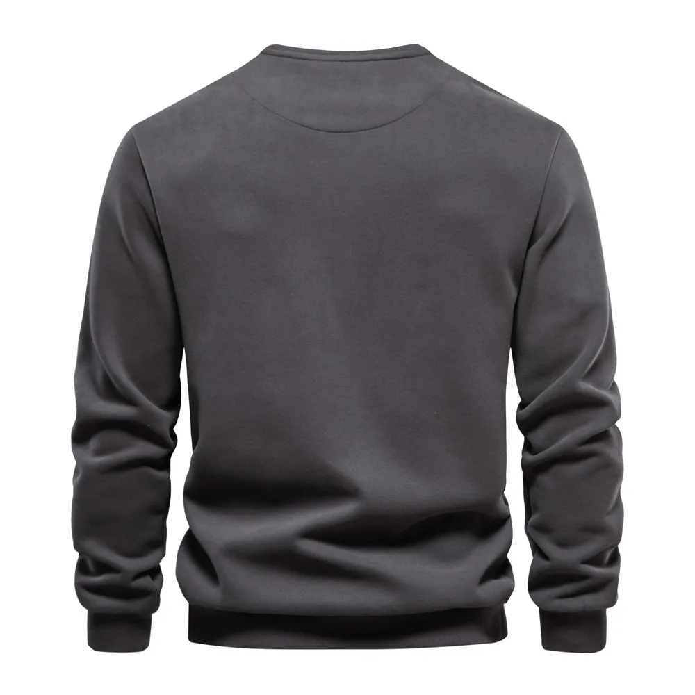 Autumn Solid Crew Neck Long Sleeve Sweatshirt Men's Loose Casual Streetwear