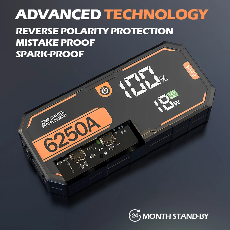 6000A Portable 12V Jump Starter Power Bank 12V Auto Battery Charger Booster Starting Device