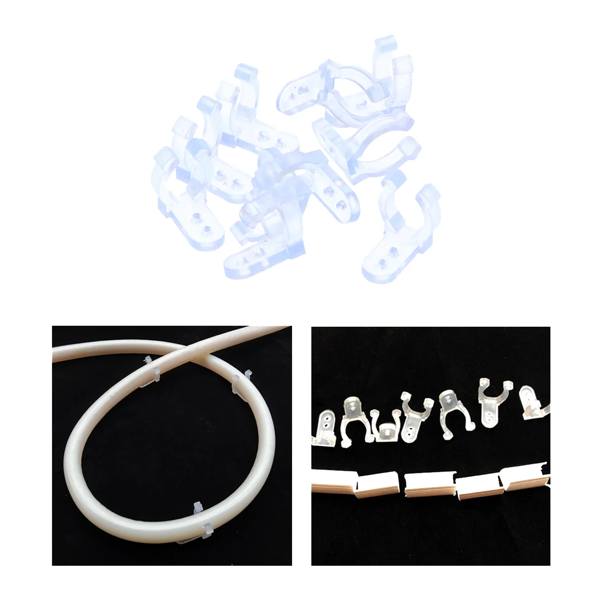 100PCS/Pack Clear PVC LED Rope Light Clips Holder Durable Mounting Rope Light Clips for Round Rope Light