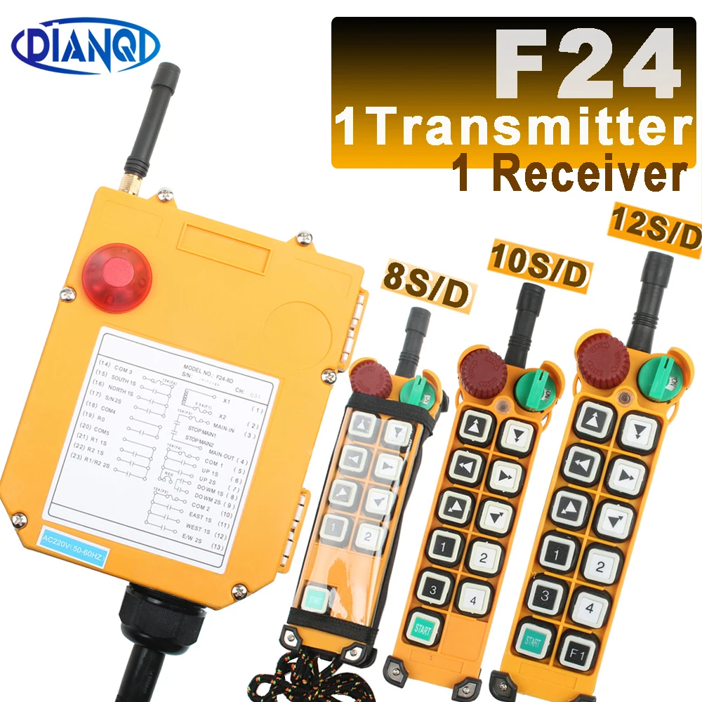Interruptor do Controlador Remoto do Rádio sem Fio Industrial Guindaste de Condução Único Duplo Velocidade Dobro F248 10 12v 24v 110v 220v 380v