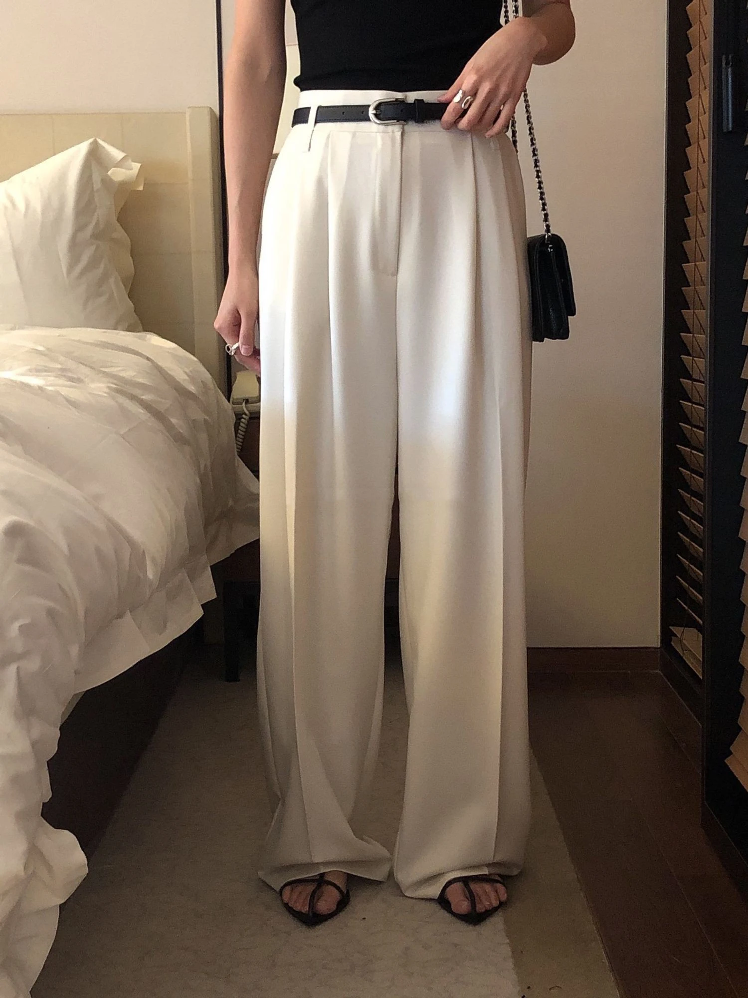 

Korean Style Female Floor-length Trousers Solid Color Fashion Women Long Loose Pants High Waist Office Lady Elegant Suits Pants