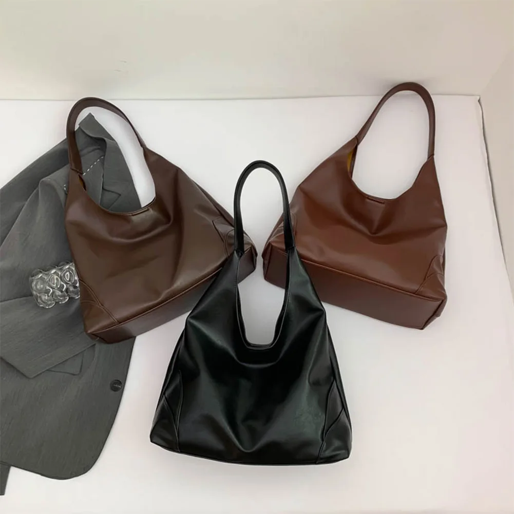 

2pcs Women PU Leather Slouchy Hobo Bag Adjustable Strap Shoulder Purse with Coin Purse Top Handle Handbag Solid for Work Travel